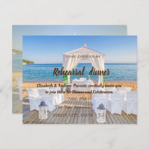 Tropical Beach Arbor Wedding Rehearsal Dinner Invitation