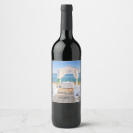 Tropical Beach Arbor Wedding Wine Label