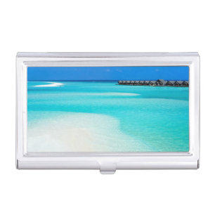 Tropical beach at Maldives Business Card Holder
