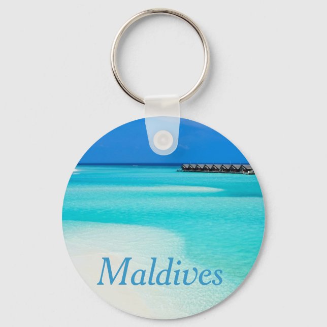 Tropical beach at Maldives Keychain (Front)