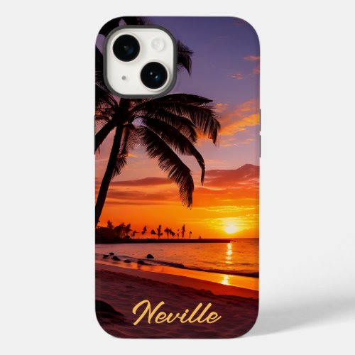 Tropical Beach at Sunset Case_Mate iPhone 14 Case