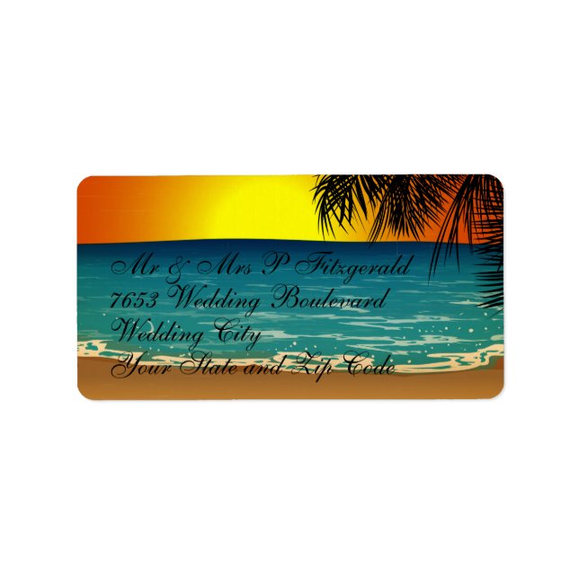 Tropical Beach at Sunset Label (Front)