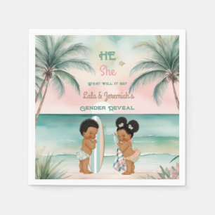 Tropical Beach Baby Gender Reveal Blush Sage Napkins