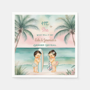 Tropical Beach Baby Gender Reveal Blush Sage Napkins