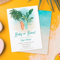 Tropical beach Baby on board surf baby shower Invitation