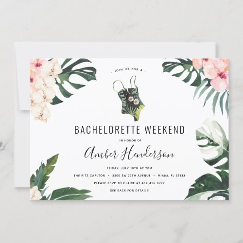 Tropical Beach Bachelorette Itinerary Invitation