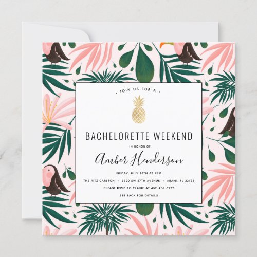 Tropical Beach Bachelorette Itinerary Invitation