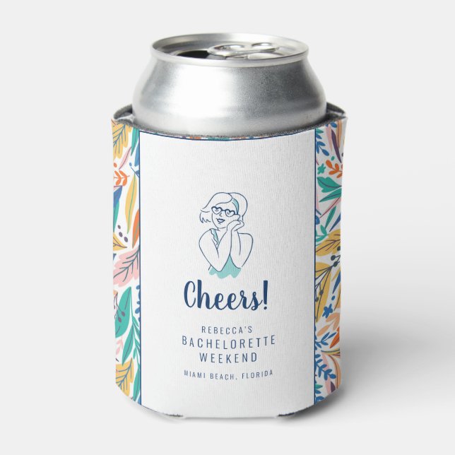 Tropical Beach Bachelorette Weekend Getaway Can Cooler (Can Front)