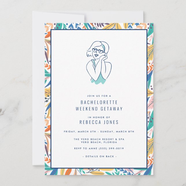 Tropical Beach Bachelorette Weekend Getaway Invitation (Front)