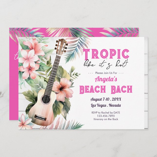 Tropical Beach Bachelorette Weekend Invitation (Front/Back)
