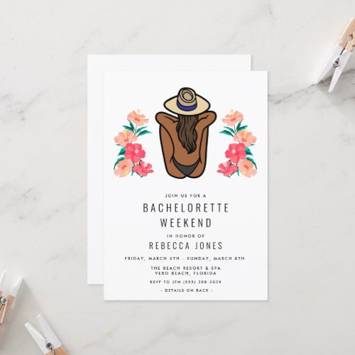 Tropical Beach Bachelorette Weekend Trip Invitation