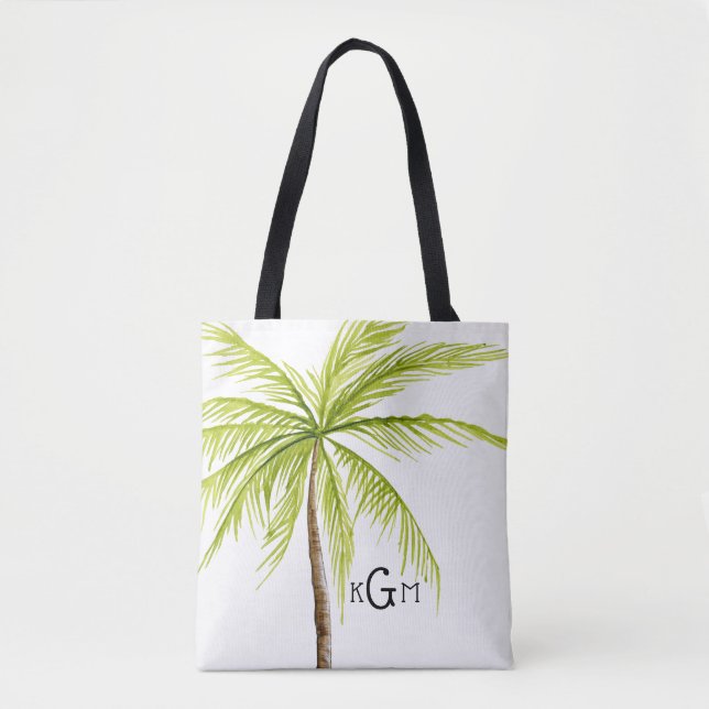 Tropical Beach Bag Palm Tree Monogram (Front)