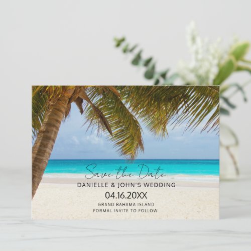 Tropical Beach Bahamas Destination Wedding Save The Date