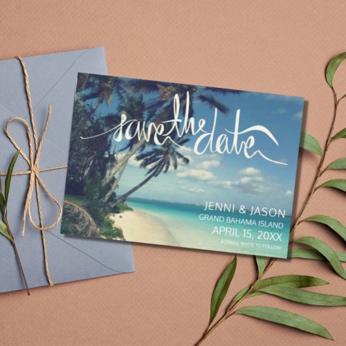 Tropical Beach Bahamas Wedding Save the Date