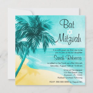 Tropical Beach Bat Mitzvah Invitations