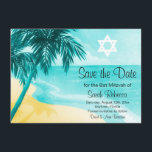 Tropical Beach Bat Mitzvah Save the Date<br><div class="desc">Tropical themed Bat Mitzvah save the date flat cards. Easily personalize for your special event.</div>