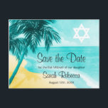 Tropical Beach Bat Mitzvah Save the Date Announcement Postcard<br><div class="desc">Tropical themed Bat Mitzvah save the date postcards. Easily personalize for your special event.</div>