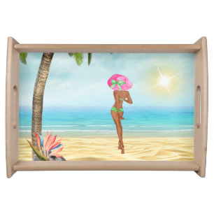Tropical Beach Bathing Beauties Serving Tray