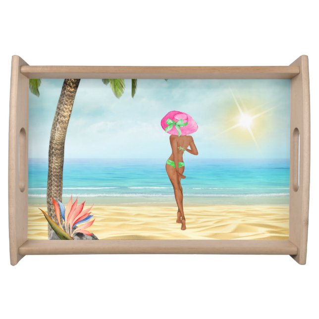 Tropical Beach Bathing Beauties Serving Tray (Front)