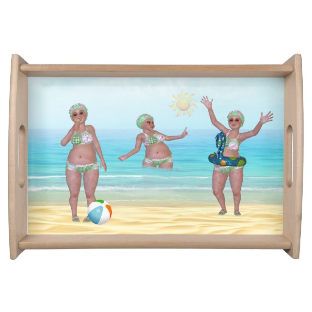 Tropical Beach Bathing Beauties Serving Tray (Front)