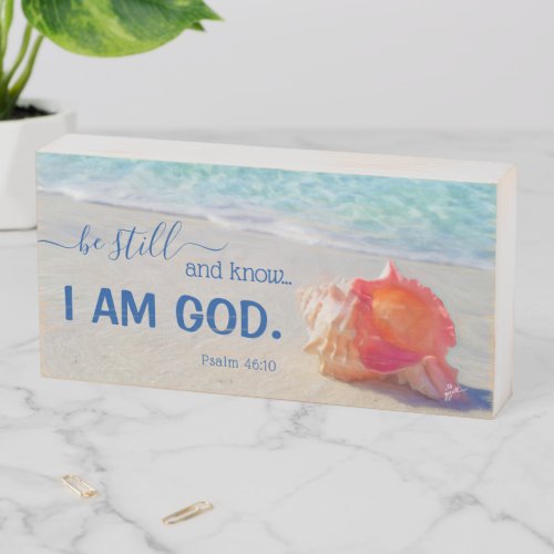 Tropical Beach Be Still and Know I Am God Bible  W Wooden Box Sign
