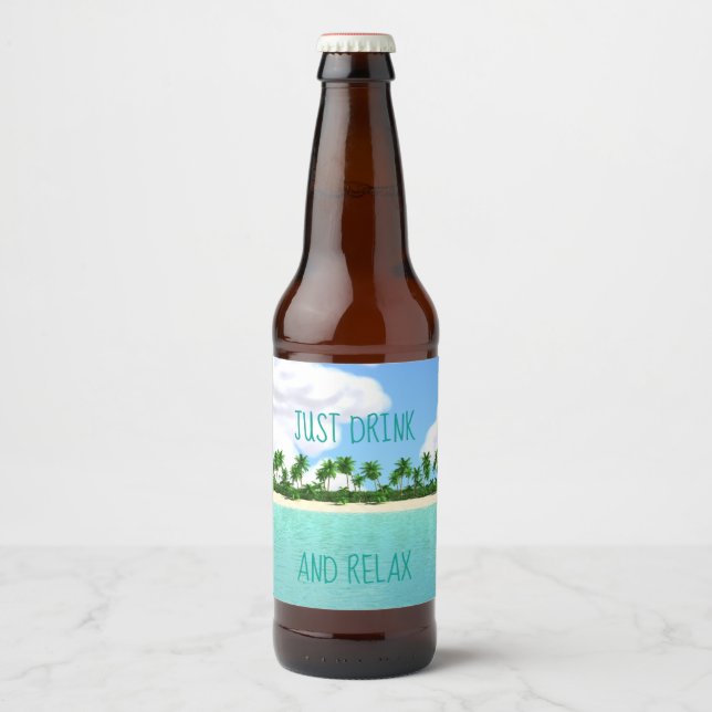 Tropical Beach Beer Bottle Label (Front)