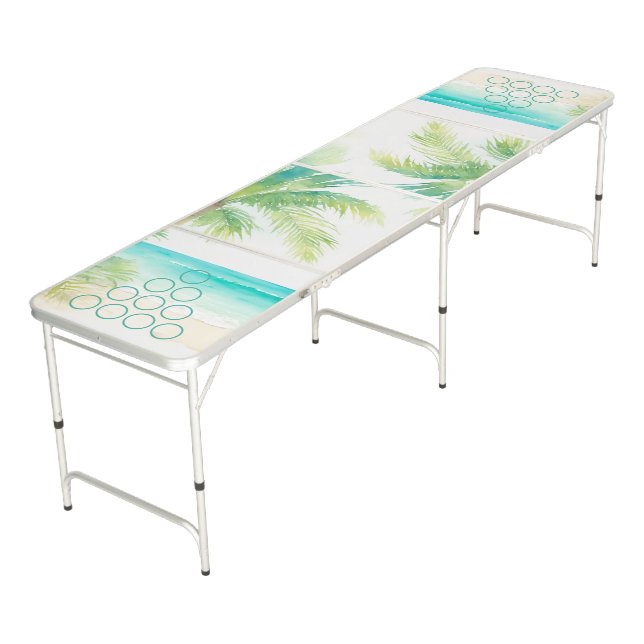 Tropical Beach Beer Pong Table (Angled)