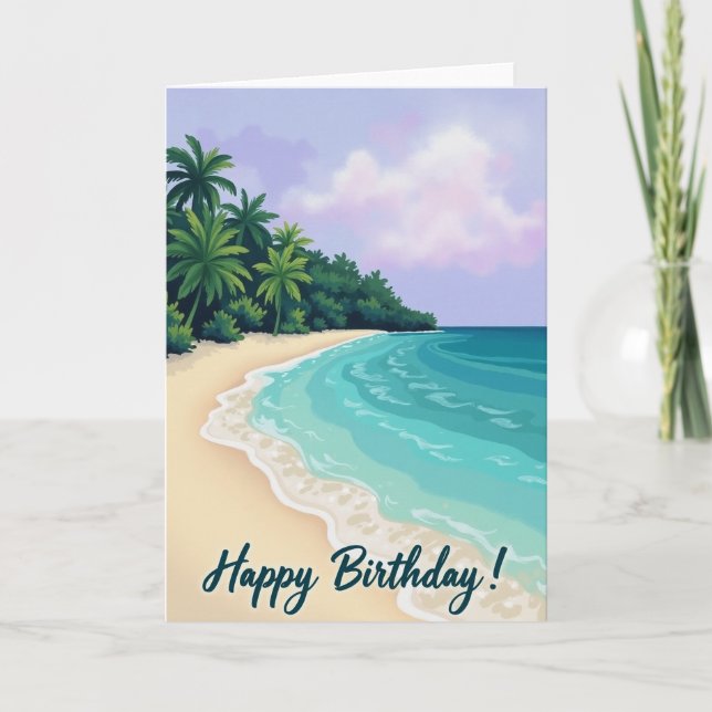Tropical Beach Birthday Card (Front)