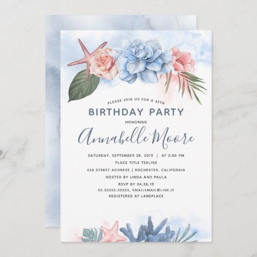 Tropical Beach Birthday Party Invitation