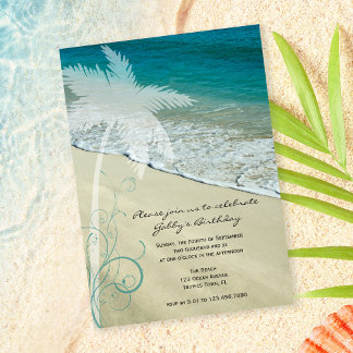 Tropical Beach Birthday Party Invitation