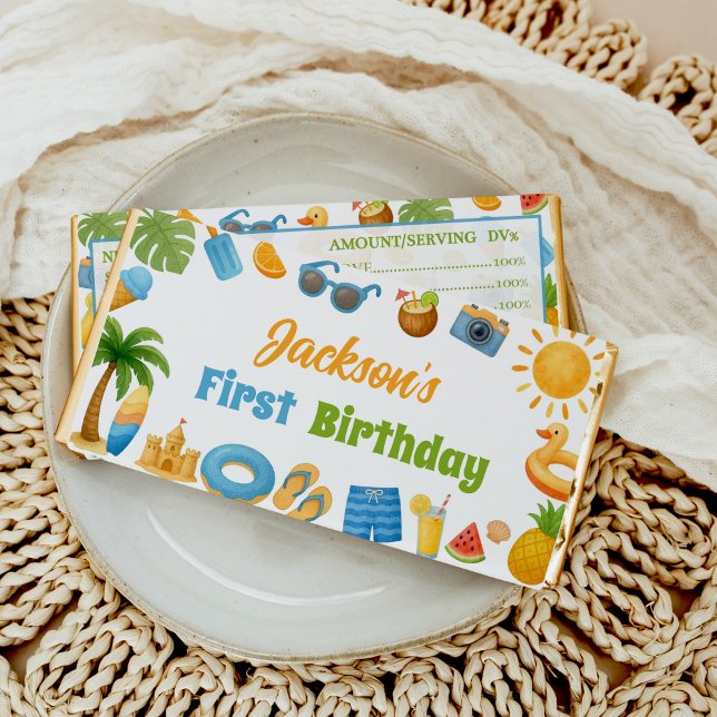 Tropical Beach Birthday Summer Party Hershey Bar Favors (Creator Uploaded)