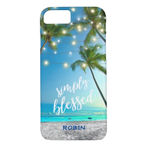 Tropical Beach Blessed Palm Trees String Lights iPhone 87 Case