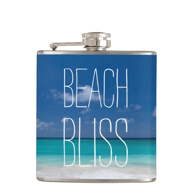 Tropical Beach Bliss Carribbean Holiday Hip Flask (Front)
