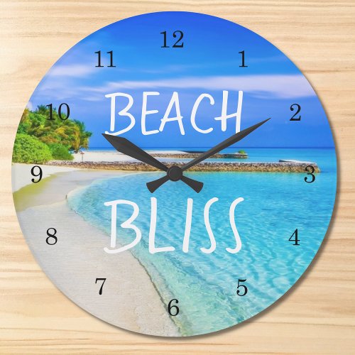 Tropical Beach Bliss Large Clock