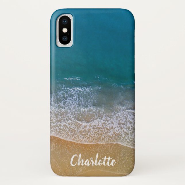 Tropical Beach Blue Ocean Sand Waves Name Case-Mate iPhone Case (Back)