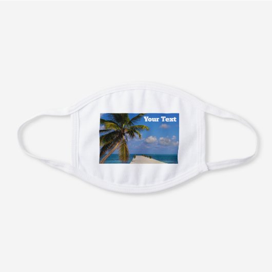 Tropical Beach Blue Ocean Sea White Cotton Face Mask (Front)