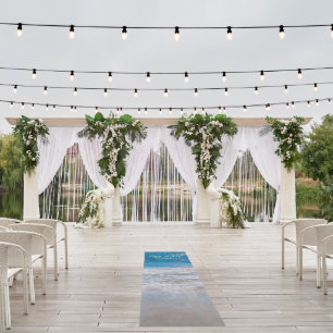 Tropical Beach Blue Ocean Waves Wedding Outdoor Rug