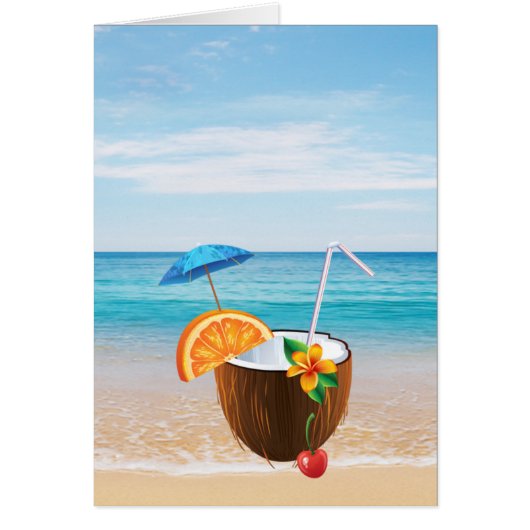 Tropical Beach,Blue Sky,Ocean Sand,Coconut Coctail (Front)