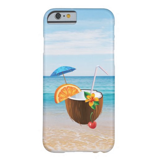Tropical Beach,Blue Sky,Ocean Sand,Coconut Coctail Barely There iPhone 6 Case