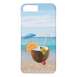 Tropical Beach,Blue Sky,Ocean Sand,Coconut Coctail iPhone 8 Plus/7 Plus Case