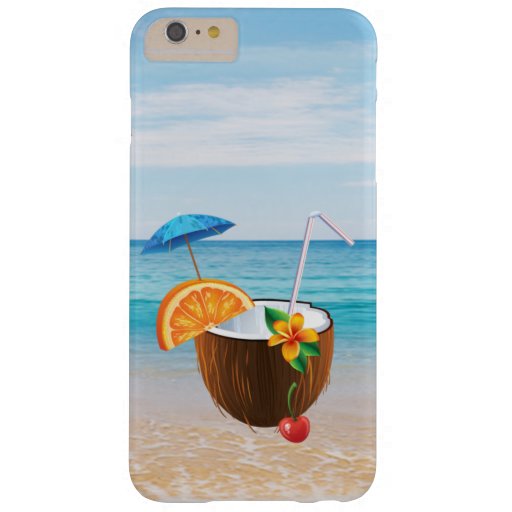 Tropical Beach,Blue Sky,Ocean Sand,Coconut Coctail Barely There iPhone 6 Plus Case