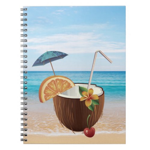 Tropical BeachBlue SkyOcean SandCoconut Coctail Notebook