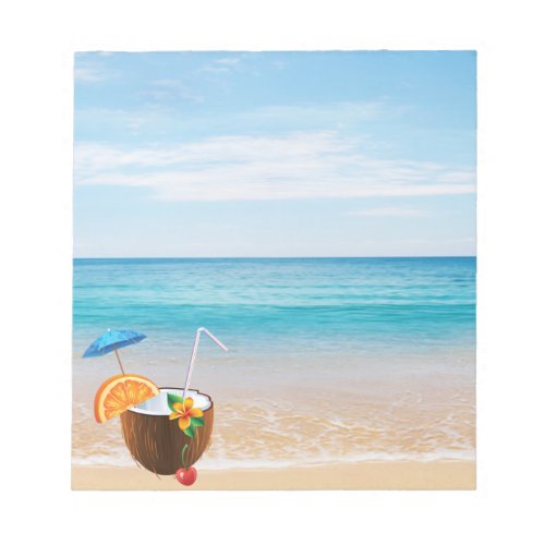 Tropical BeachBlue SkyOcean SandCoconut Coctail Notepad