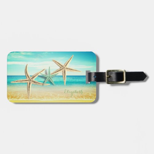 Tropical BeachBlue SkyOcean SandStarfish Luggage Tag