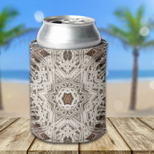 tropical beach boho chic tribal macrame crochet can cooler