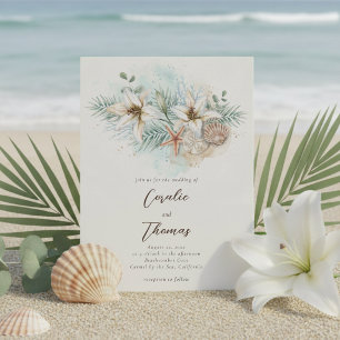 Tropical Beach Boho Floral Wedding Invitation