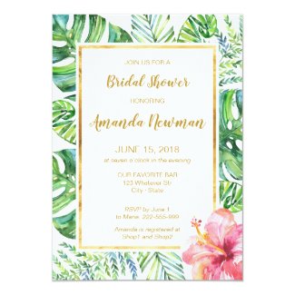 Tropical Beach Bridal Shower Invitation
