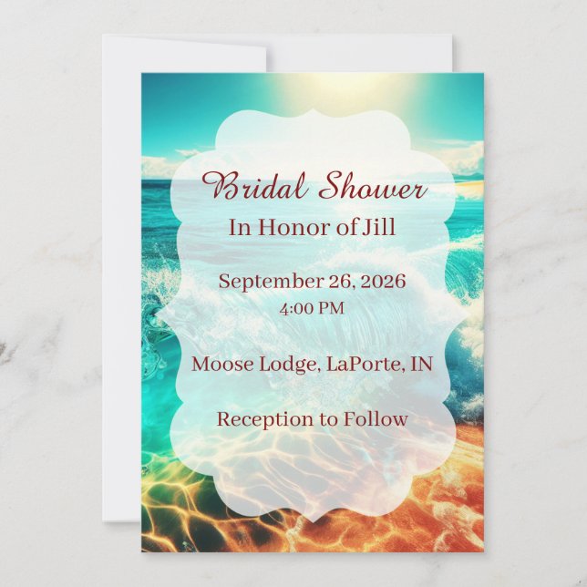 Tropical Beach Bridal Shower Invitation (Front)