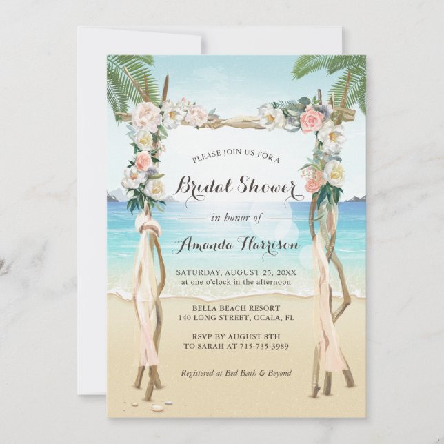 Tropical Beach Bridal Shower Invitation (Front)
