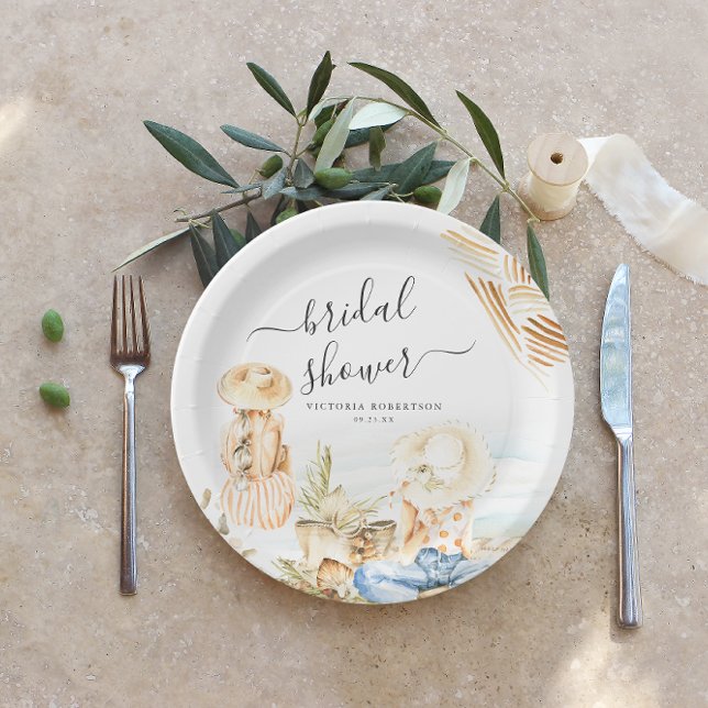Tropical Beach Bridal Shower Paper Plates (Creator Uploaded)